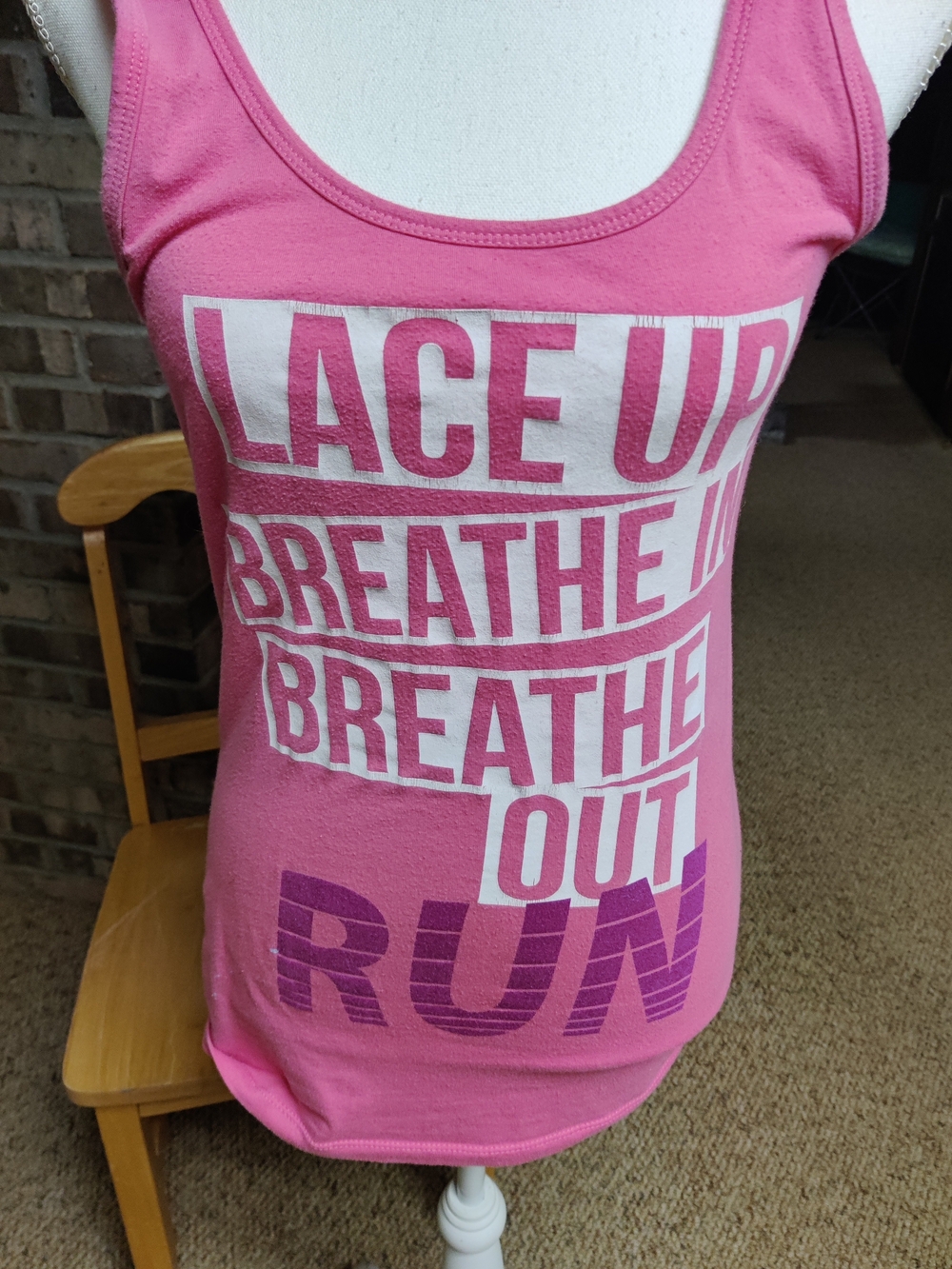 Pink Graphic Racerback Tank Top - Active Slogan Design Large Fitted - Picture 2 of 8